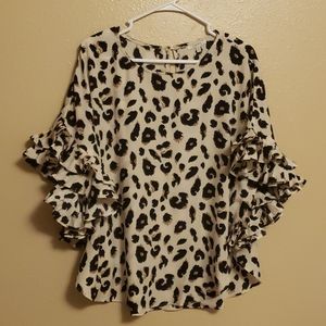 Oatmeal Leopard Print Blouse